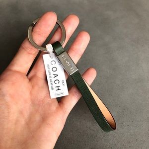 New With Tags Forest Green Leather Strap Keychain